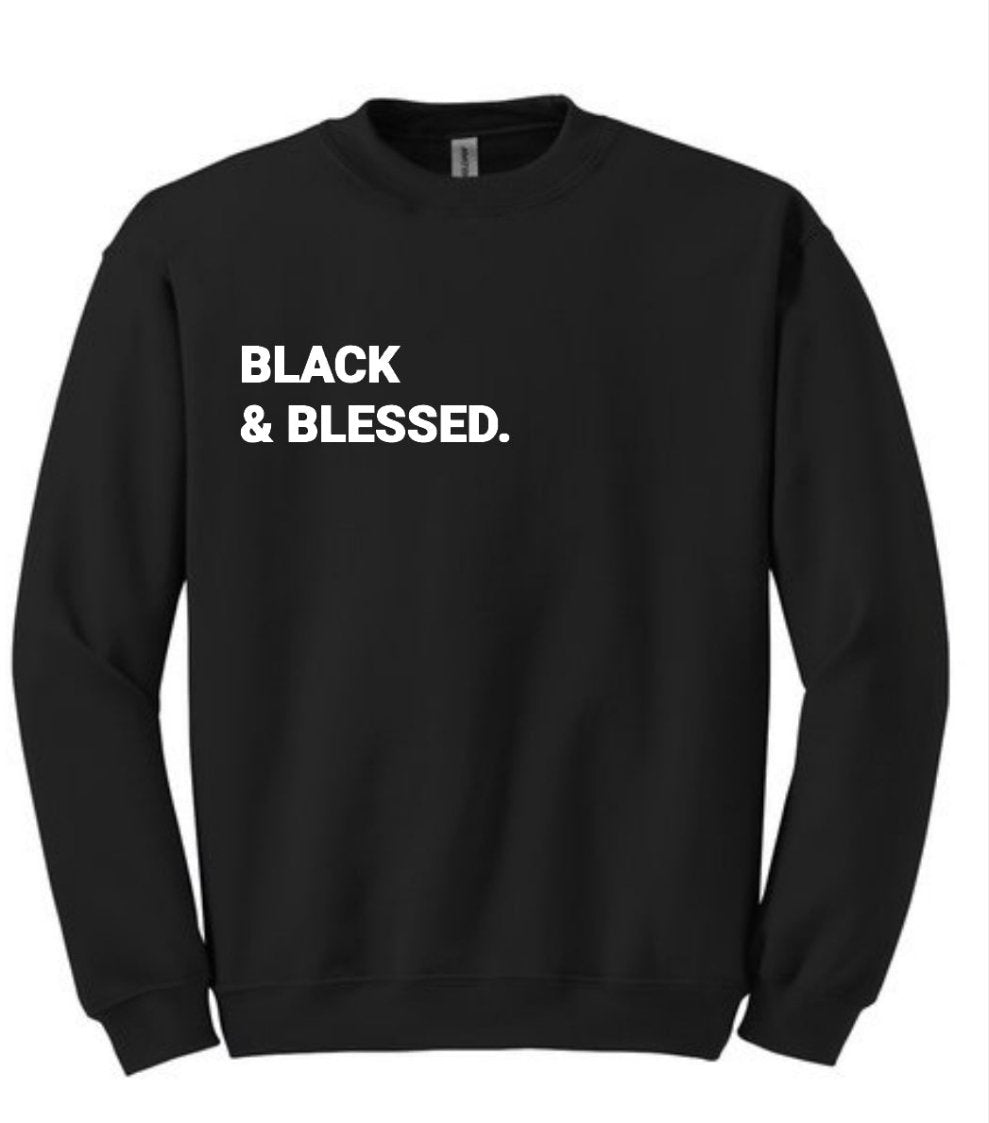 Black on Black Crewneck Sweatshirt, Black Sweatshirt, Blessed